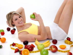 woman holding apple