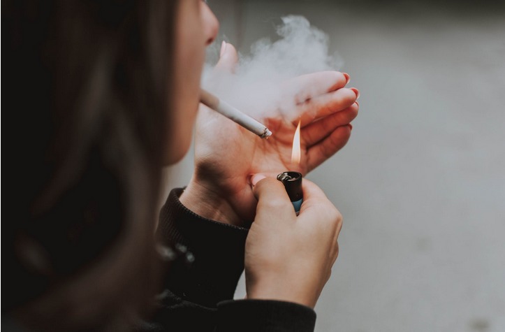 a woman smoking